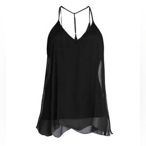 Bailey 44 Tree Frog Silk Chiffon Camisole Tank Black Minimalist Layering Top XS
